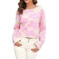 thumbnail image 2 of xiaxaixu Hauts en Tricot à Imprimé Floral pour Femmes Col Rond Manches Longues Pulls Courts Printemps Automne, 2 of 9
