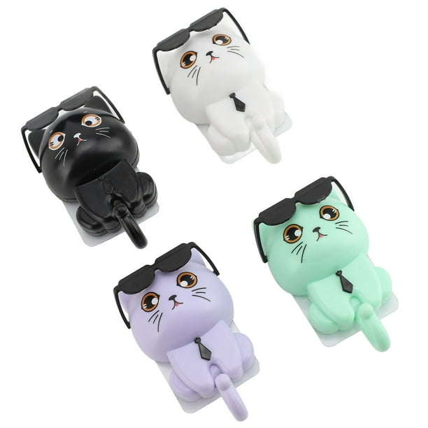 Ganchos Para Gatos, Lindo Llavero De Gato Multifuncional A Prueba De Agua De 4 Piezas De Plástico Para El Hogar, Dormitorio, Oficina
