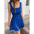 thumbnail image 6 of Women's Sleeveless Summer for Mini Dress Adjustable Drawstring Ruched Waist Tie Casual Sundress Royal Blue XL, 6 of 8