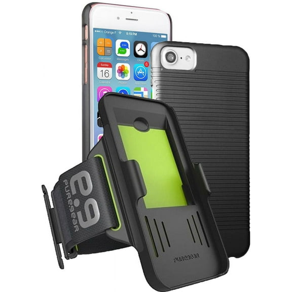 Case and Armband Combination for iPhone SE 2022/2020, Slim Ribbed Hard Cover   Arm Band (also fits iPhone 7, iPhone 8)