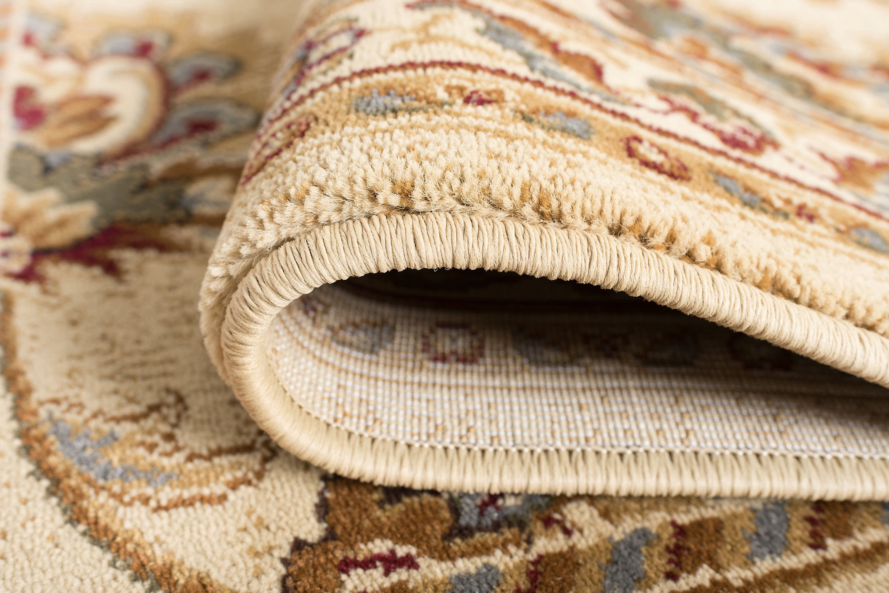 Traditional Area Rug (5'3'' x 7'3'' Oval) Border Ivory, Gold Living Room Easy to Clean