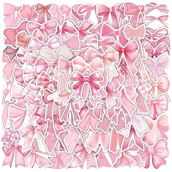 ACDANC 100 Pcs Pink Bow Stickers – Waterproof Decals for Water Bottles,Laptops,Phones,Luggage & DIY Crafts