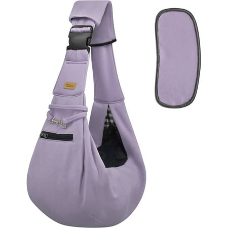 Cuby Dog and Cat Sling Carrier - Hands Free Reversible Pet Papoose Bag - Soft Pouch and Tote Design - Suitable for Puppy  Small Dogs Cats Outdoor (Purple  Adjust strap 2.0)