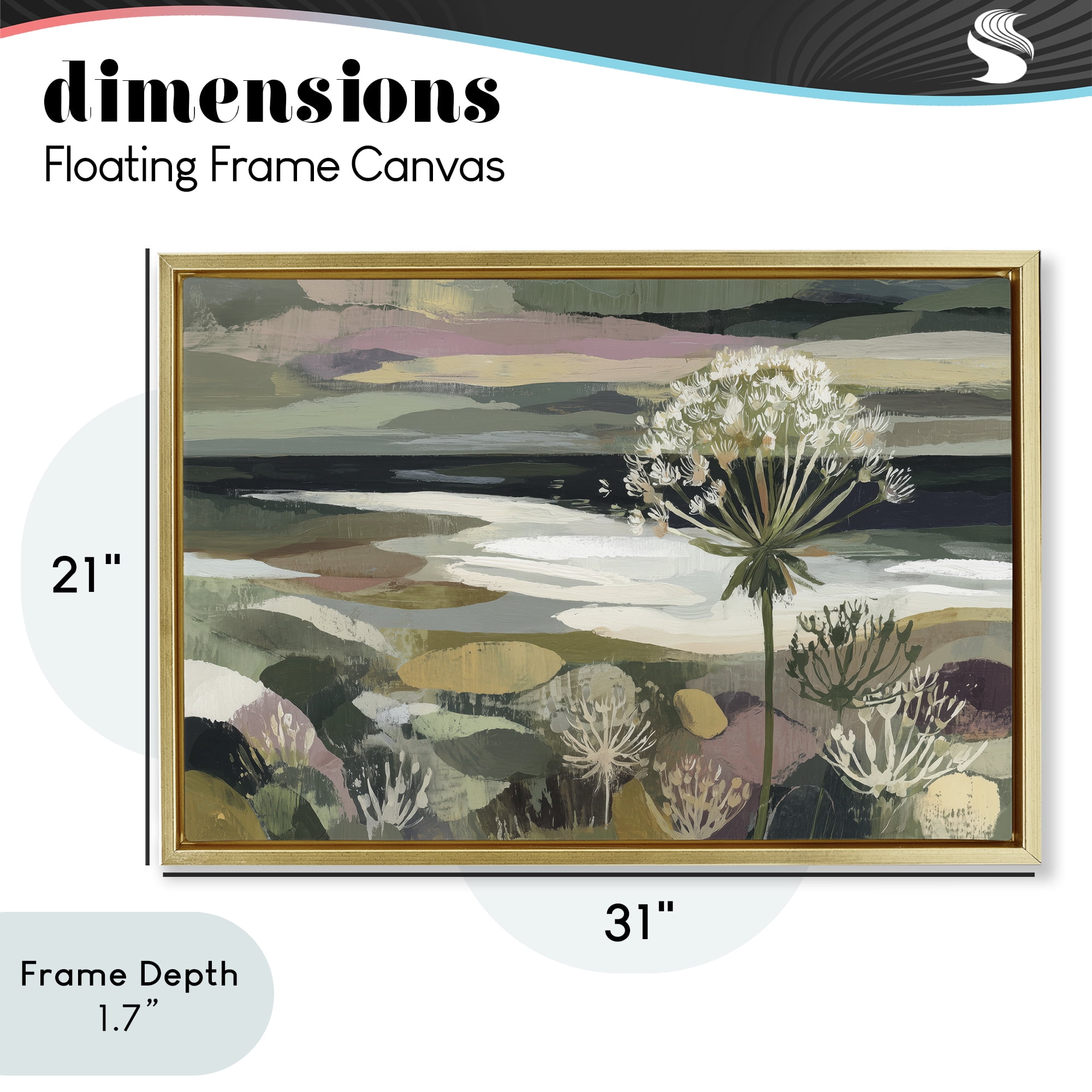 Stupell Industries Dandelion in Misty Meadow Gold Framed Floater Canvas Wall Art, design by Chromatic Storm Studio