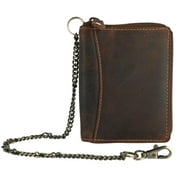 CTM Men's Hunter Leather Zip-Around Bifold Chain Wallet