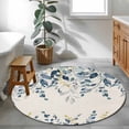 thumbnail image 3 of Round Rugs 4 Ft, Navy Blue Eucalyptus Non Slip Area Rugs for Kitchen Bedroom Entryway, Farmhouse Weeping Leaves Linen Washable Carpet Runner Rug Floor Mats for Bedroom Home Decor, 3 of 8