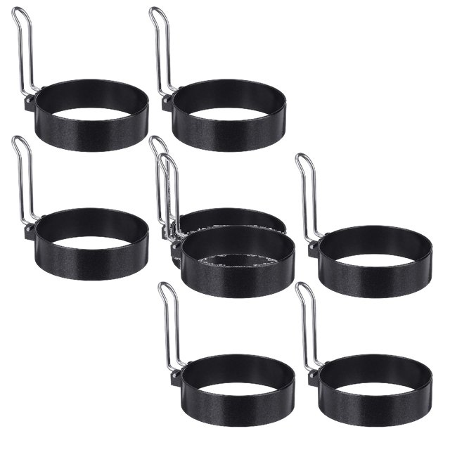 Oleegame 2PC Steel Nonstick Shaper Round Rings Egg Stainless Pancakes Ring Handle Kitchen,Dining Bar Black