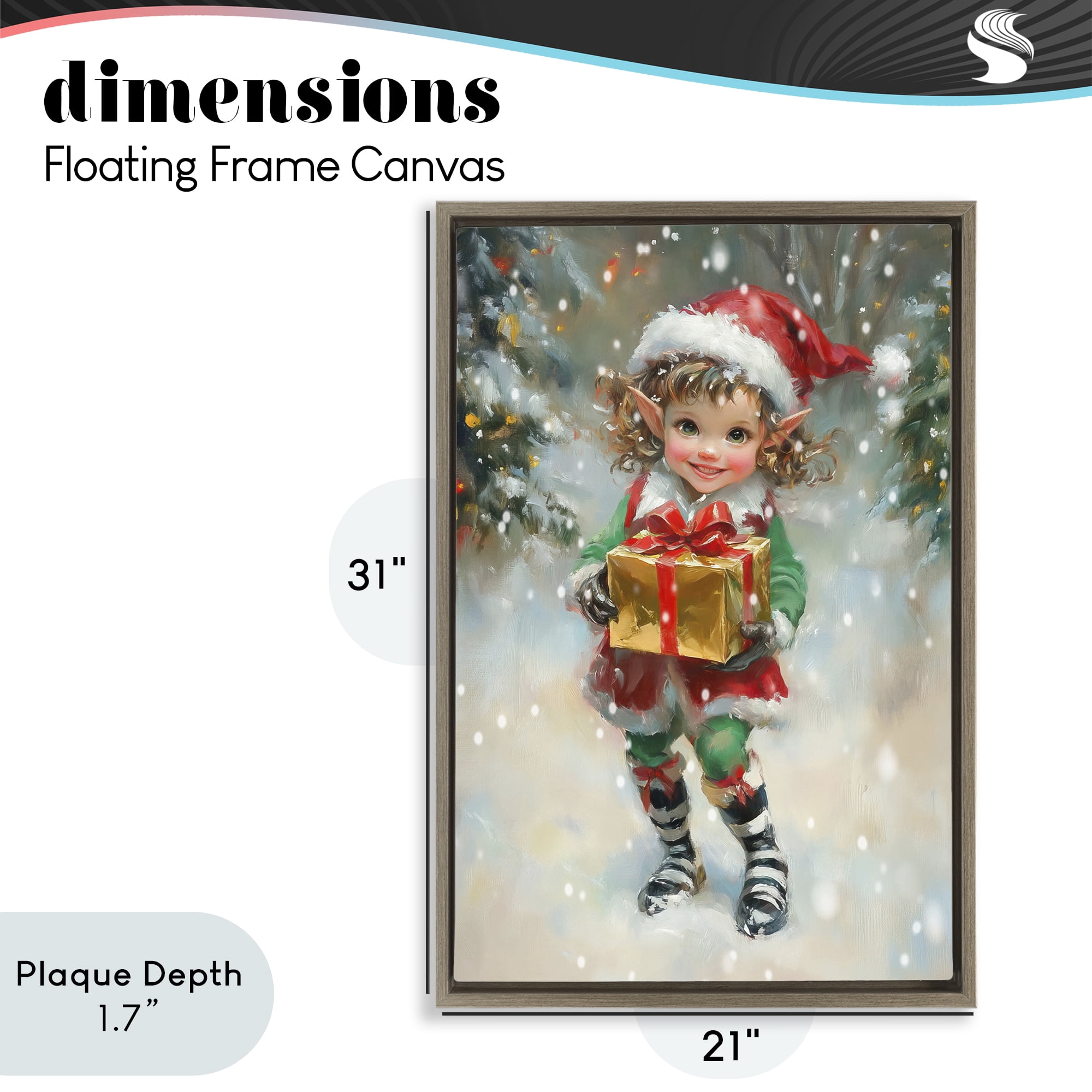 Stupell Industries Santa's Little Elf Brown Framed Floater Canvas Wall Art, design by Tina LeCour