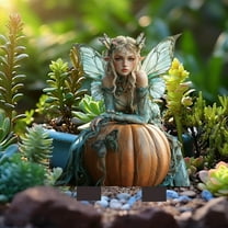 sruoe Garden Statues for Outside, Decoration Ground Insert, Fairy Flower Pot Decor, Flat Acrylic Patio Decor, Bohemian Garden Statue, Outdoor Lawn Ornament for Home and Yard