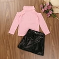 thumbnail image 2 of Akiihool Little Girls Skirt Set Girl's 2 Piece Outfits Color Block Button Up Long Sleeve Bomber Jacket and Skirt Set (Pink,5-6 Years), 2 of 9