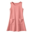 thumbnail image 1 of Rhuody Robe Fille Col Rond Robe d'Été Bohème pour Fille à Bretelles Nouées Midi à Étages avec Poches Robe Soleil Sans Manches Tenue Décontractée Rose 7-8 Ans, 1 of 5