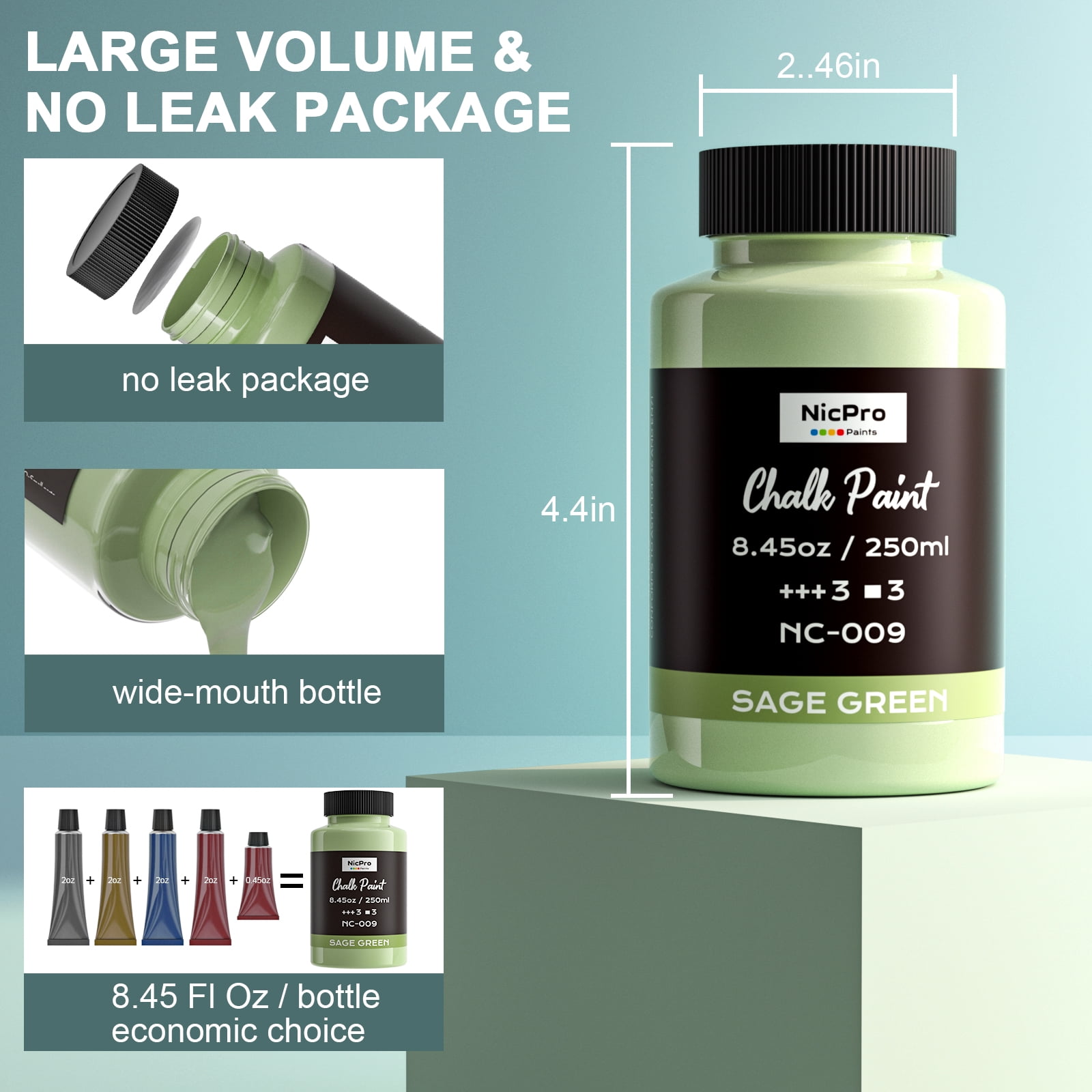 Nicpro 14 Colors Chalk Paint for Furniture, Ultra Matte Finish Acrylic Craft Paint Set (8.45 oz, 250ml) Chalk Furniture Paints with Liquid Wax, Color Wheel for Crafts, Home Decor, Beginner and Artist