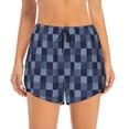 thumbnail image 2 of Salouo Blue Gingham Buffalo Check Print Women's 2 in 1 Running Shorts Double-Layer Shorts Athletic Workout Gym Yoga Shorts Running Shorts for Women-Medium, 2 of 7