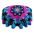 thumbnail image 4 of Colorful Mandala Tie Dye Pattern Round Tablecloth 60"x60",Wrinkle Wipeable Table Cloth for Kitchen Dining Room Picnic Patio Party, 4 of 6