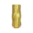 thumbnail image 2 of BLISSFUL STEP Women's Glitter Pointed Toe Block Heeled Ankle Boots Yellow Gold 6, 2 of 7