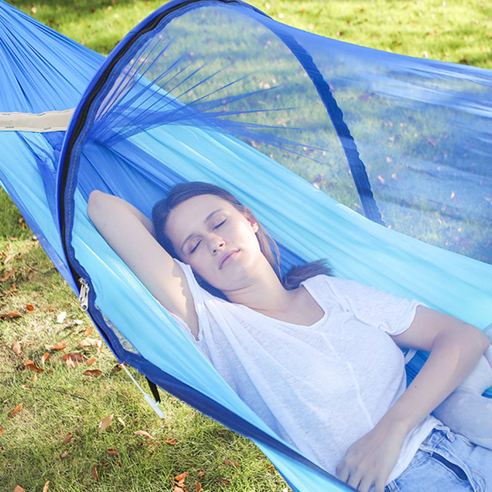 Portable Parachute Camping Travel Hammock with Mosquito Net Sleeping Swing Bed 