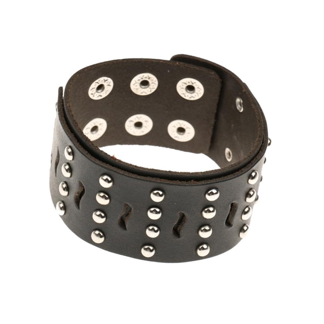 de material cuero punk vintage para hombre, correa de cinturón, hebilla, brazalete, color - Negro, 23,5 x 4 cm Yinane De ancho brazalete de cuero