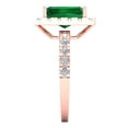 thumbnail image 3 of 3.84ct emerald cut green emerald 18k pink rose gold engraving statement Bridal Wedding halo Designer Ring size 10, 3 of 5