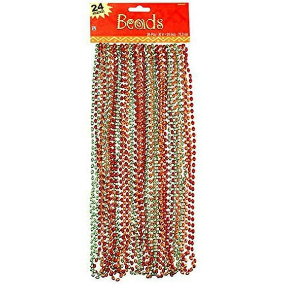 Amscan Cinco De Mayo Fiesta Party Metallic Beaded Necklaces (24 Piece), Multi Color, 17.3 x 6.5"