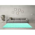 thumbnail image 3 of Ahgly Company Machine Washable Indoor Square Solid Turquoise Blue Modern Area Rugs, 3' Square, 3 of 4