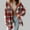 Red, variant on Guzom Womens Fleece Lined Plaid Hooded Shacket - Oversized Soft Poly-Cotton, Red Color for Autumn/Early Winter Casual Wear,Size M
