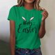 thumbnail image 3 of Mujeres de Manga Corta Tops Casual Nuevo Cuello Redondo Pascua, Ligera Camiseta de Poliéster Spandex, 3 of 4