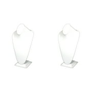 White Faux Leather Necklace Bust Jewelry Display 14 1/2" 2 Pcs