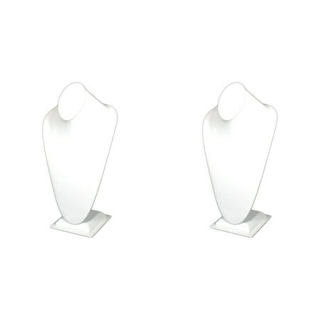 White Faux Leather Necklace Bust Jewelry Display 14 1/2" 2 Pcs