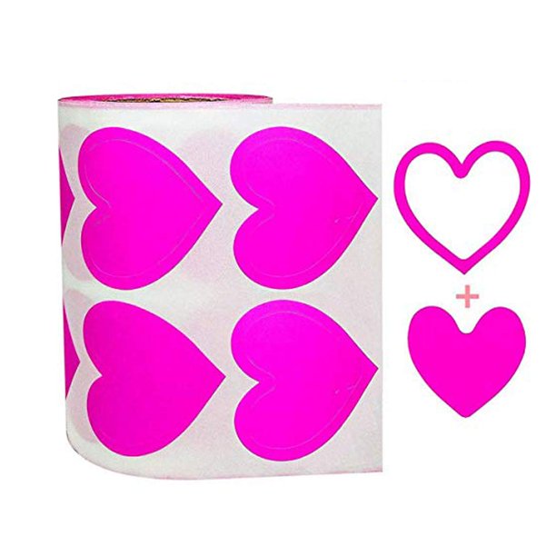 3Way Pink Love Heart Stickers,Removable Perforated Self Adhesive