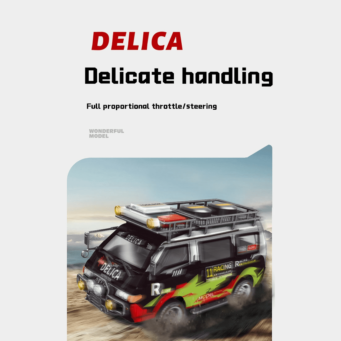 1/24 Scale RC Van, 2.4GHz 2WD Full-Scale Rear-Wheel Drive Delica RC Drift Car with 6km/h High Speed, Front Lights, USB Rechargeable Remote Control Crawler for Adults