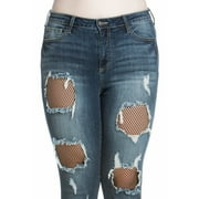Cello Juniors' Plus Size Mid-Rise Destructed Cropped Skinny Jean