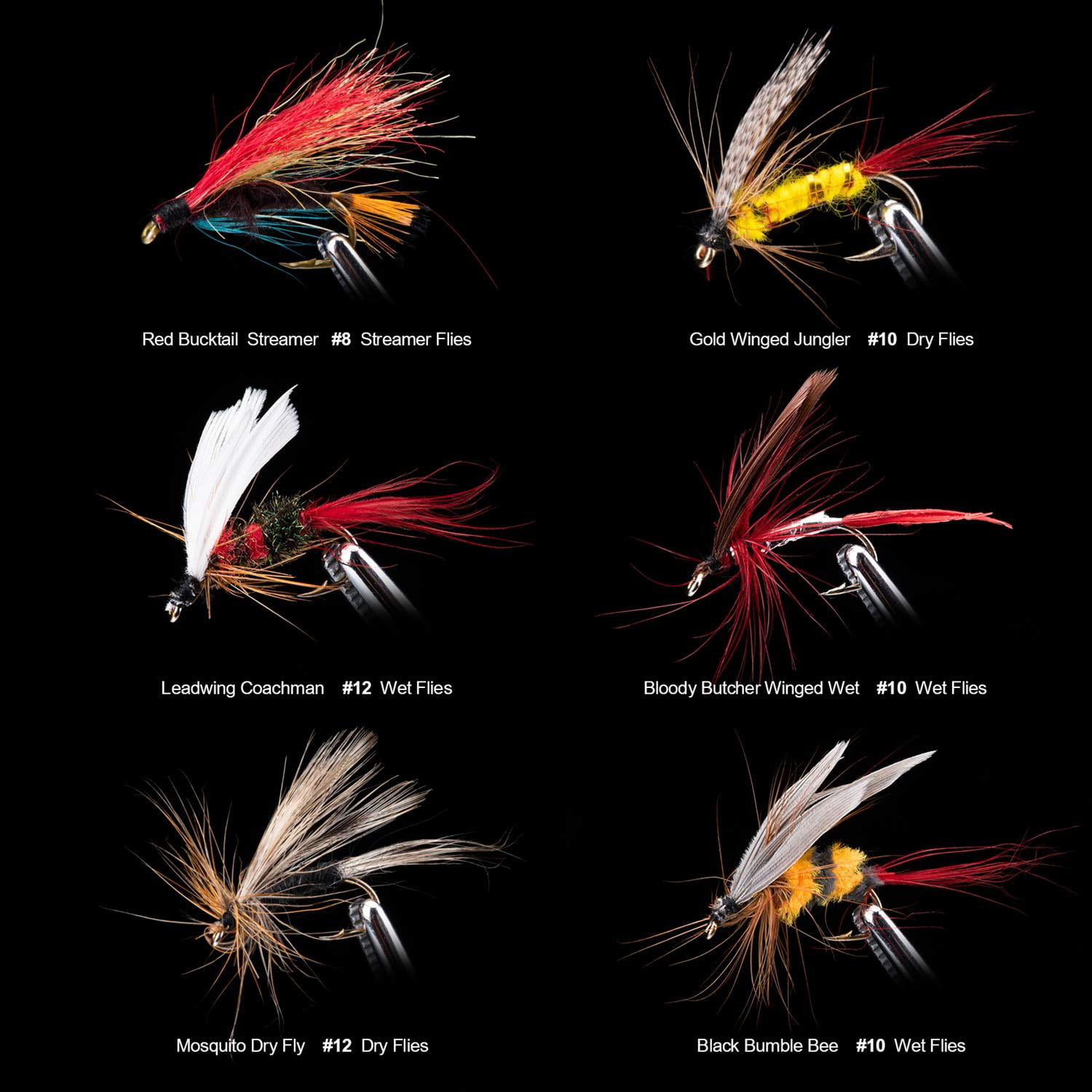  Goture Fly Fishing Flies Kit - 10pcs Fly Fishing Lures - Fly  Fishing Assortment Kit for Bass Trout Salmon Fishing - Dry Flies Wet Flies  Streamers Nymphs : Sports & Outdoors