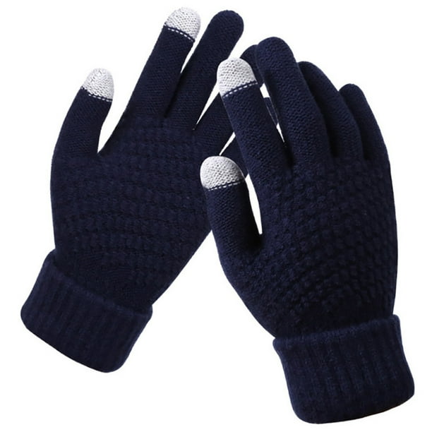 Qarigey Guantes tejidos de lana de Cachemira para mujer, guantes gruesos cálidos de invierno para pantalla táctil, mitones sólidos guantes y mitones cian Qarigey AP000827-06