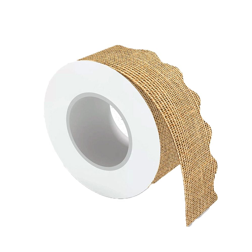 Multipurpose Self Adhesive Burlap Coated Paper DIY Sticker Scalloped Border Trim Bulletin