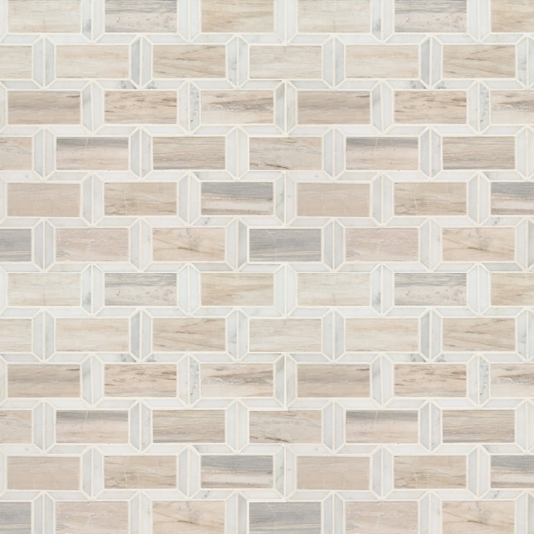 Angora Framework 12 in. x 12 in. x 10mm Polished Marble Mesh-Mounted Mosaic Tile (10 sq. ft./case) Angora Framework 12 in. x 12 in. x 10mm Polished Marble Mesh-Mounted Mosaic Tile (10 sq. ft./case)