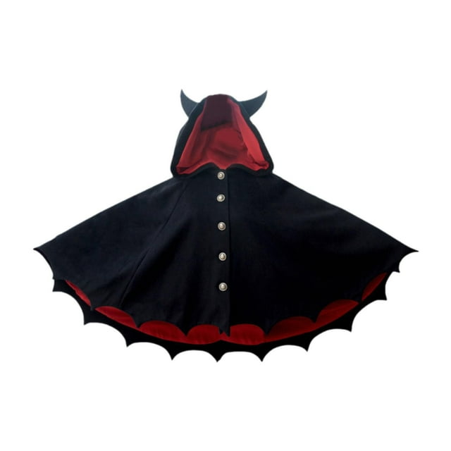 Capa de Halloween con capucha siniestra, disfraz gótico, orejas de y mago para niños y adultos L