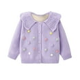 thumbnail image 5 of VNKIDY Girls Christmas Sweaters Winter Kids Playful Style Poms Pattern Knitted Cardigan Thermal Collared Long Sleeve Buttoned Sweater For Holiday Casual Wear Casual Knitwear, 5 of 5