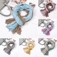 thumbnail image 2 of Xinwanna Ladies Shawl Scarf Color-Blocking Pleated Design Versatile Scarf Autumn Winter Outdoors Commuting Long Scarf (Yellow), 2 of 13