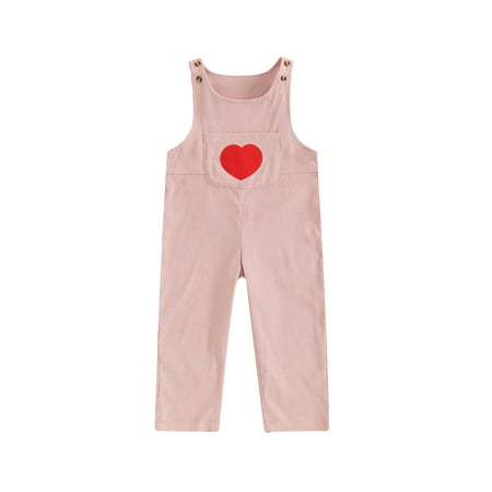 

Bagilaanoe Baby Girl Corduroy Jumpsuit Toddler Sleeveless Heart Print Overalls 2T 3T 4T 5T Kids Long Pants Fall Clothes