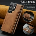 thumbnail image 4 of Designed for Samsung Galaxy S25 Ultra Wallet Phone Case,Magnetic Detachable Flip Card Holder,Back Flip Kickstand,Compatible with Mag-Safe,2-in-1 PU Leather Heavy Duty Shockproof Phone Case,Brown, 4 of 10