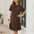 thumbnail image 4 of Plus Size Summer Dresses for Women 2026 Casual Lace Short Sleeve Round-Neck Fold Solid Color Vacation Dress, 4 of 7