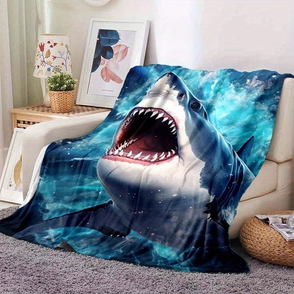 1 Shark Blanket Lightweight Flannel Blanket for Sofa Bed Travel Camping Living Room Office Sofa Chair and Bed