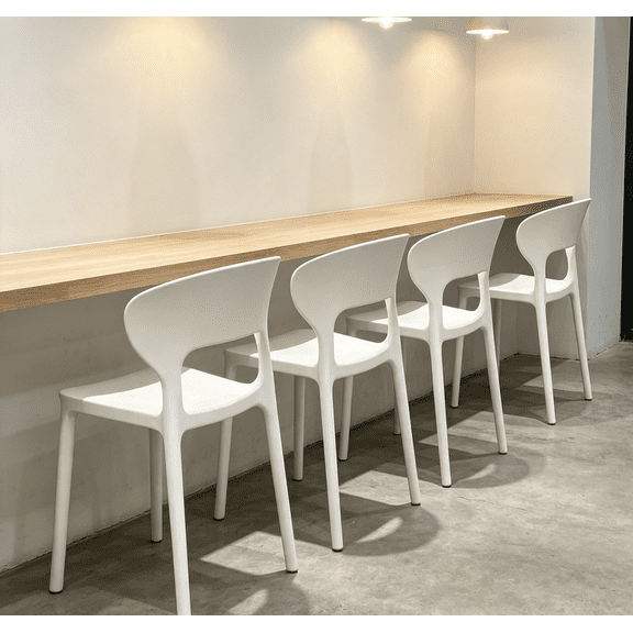 Heavy-Duty Plastic Dining Chairs, Pearl White (Set of 4)