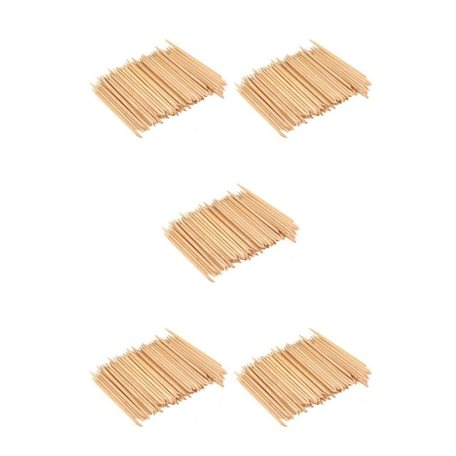 Transemion 100PCS/Set Double -head Cuticle Remover Sticks Pusher Wooden Sticks Manicure Art Tool wooden 5Set