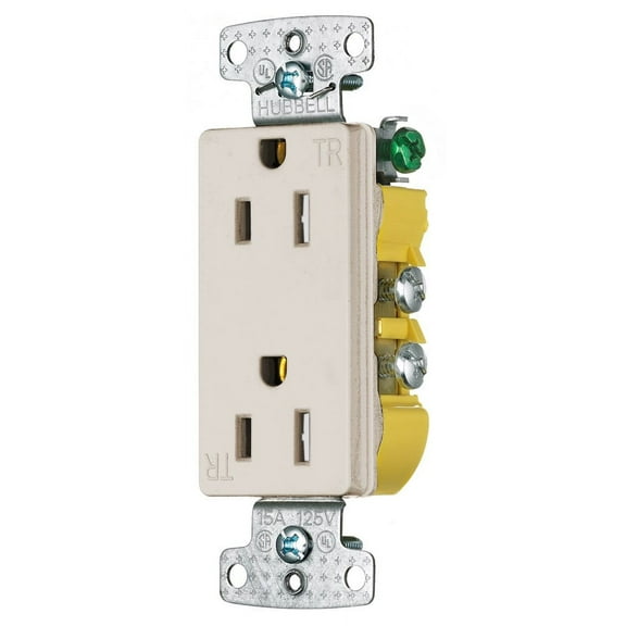 10 Hubbell tradeSelect RRD15SLATR Light Almond Tamper Resistant Decorator Receptacle Outlets 15A 125V