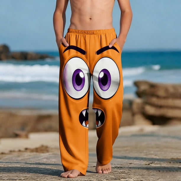 Pantalones largos para niños y niñas, de moda, estampados, casuales, de playa, con bolsillos.