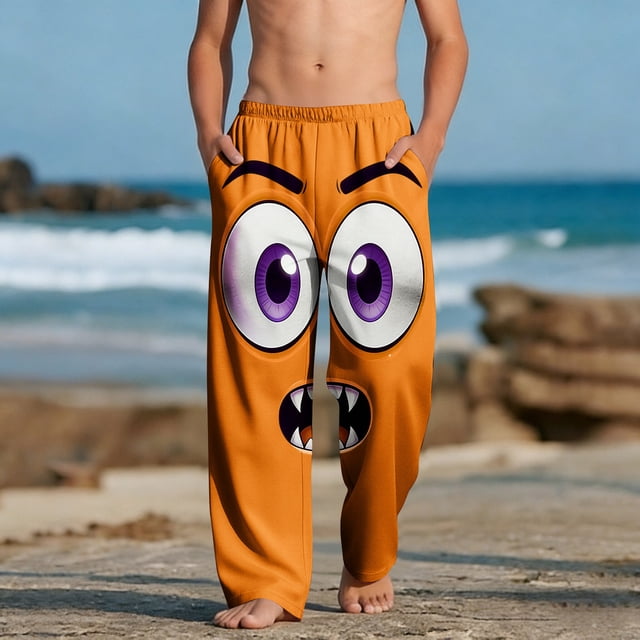 Pantalones largos para niños y niñas, de moda, estampados, casuales, de playa, con bolsillos.
