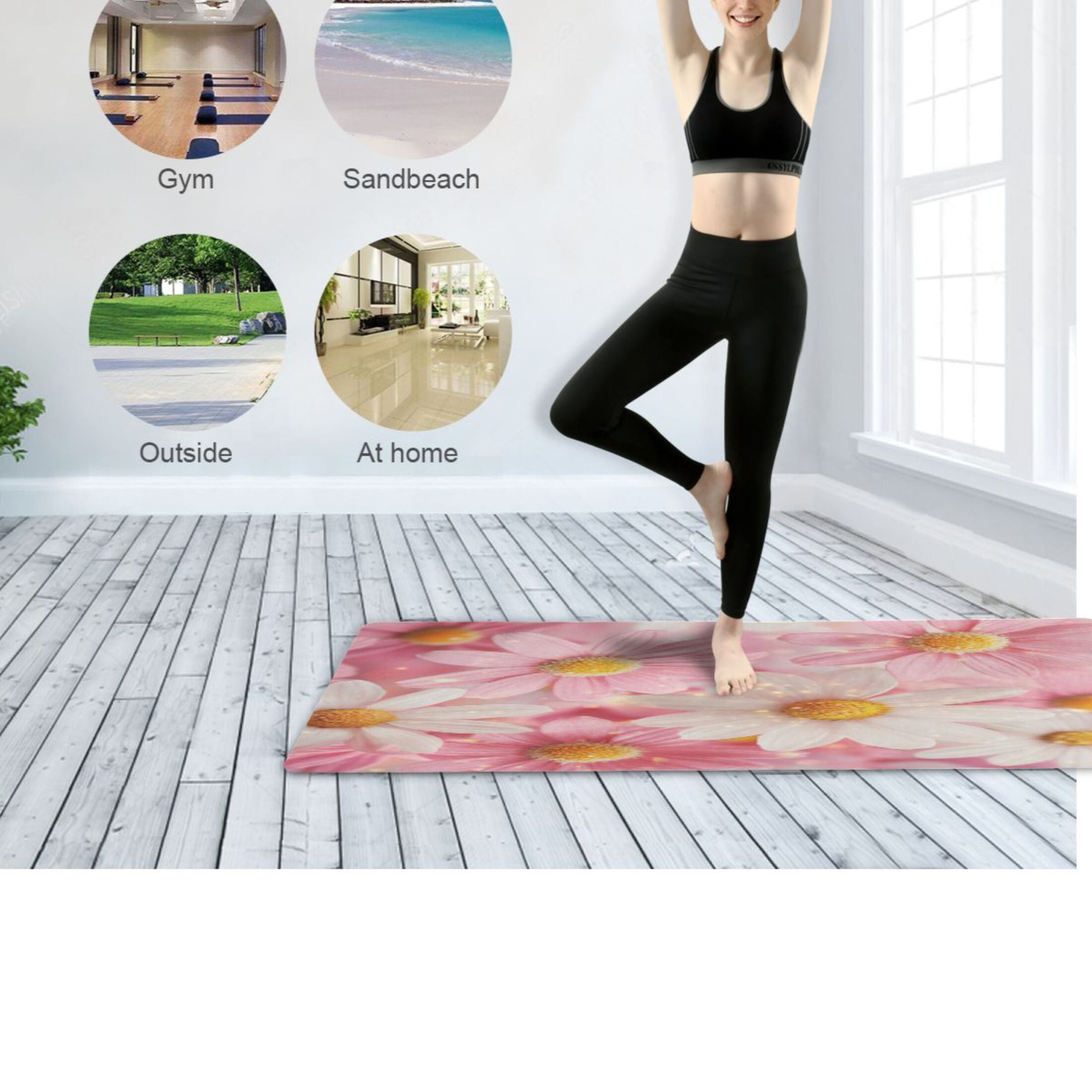 BZSMCE Yoga Mat Women Fitness Mat Spring Bloom Pattern