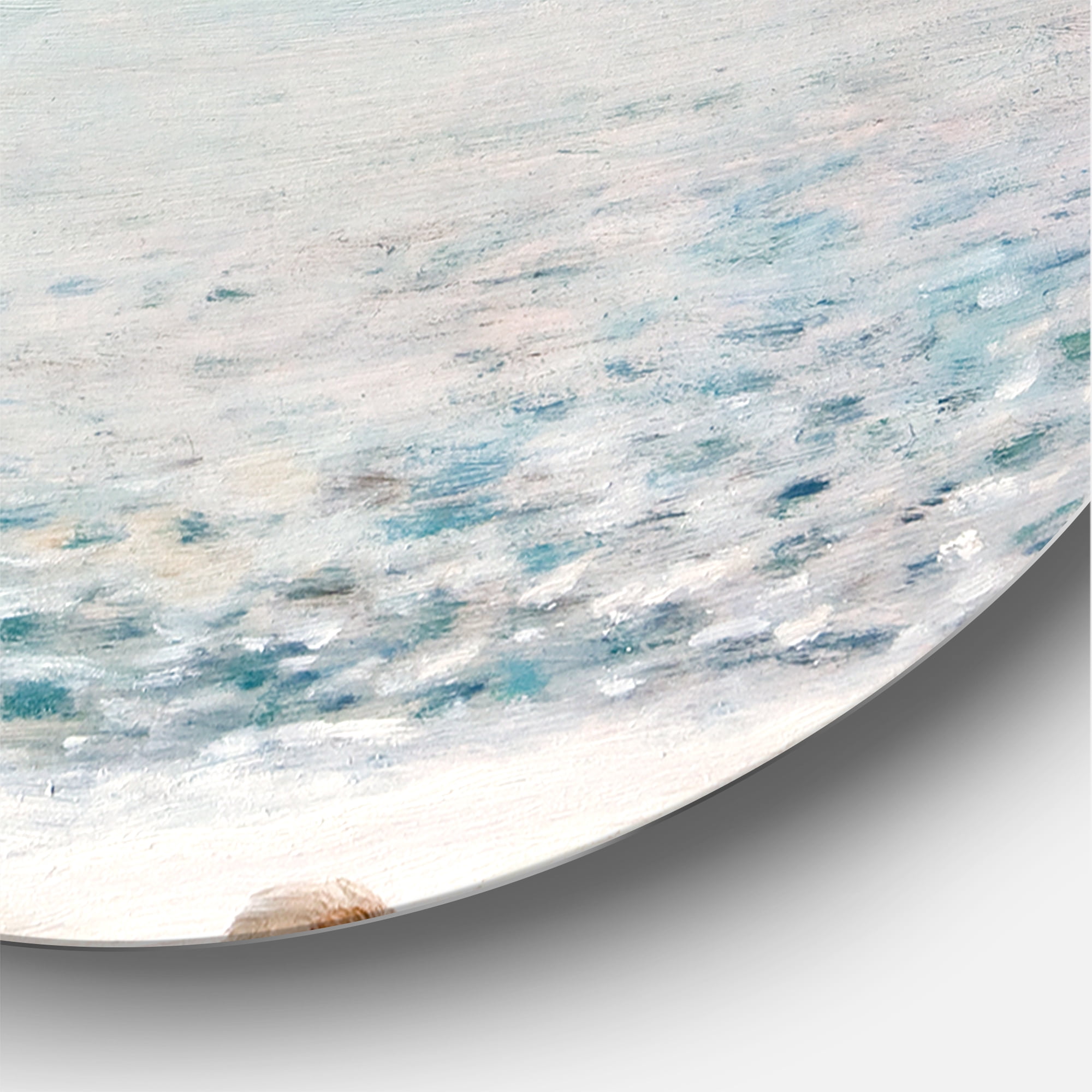 Designart 'Beach Is Covered With Ice' Nautical & Coastal Circle Metal Wall Art 36x36 - Disc of 36