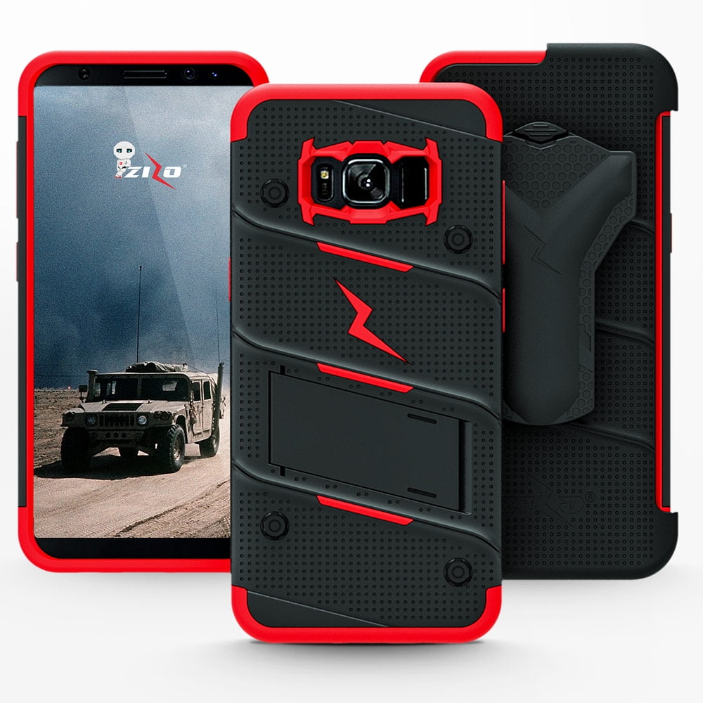 galaxy note 8 / s8 / s8 plus case, zizo bolt w/ screen protector and holster